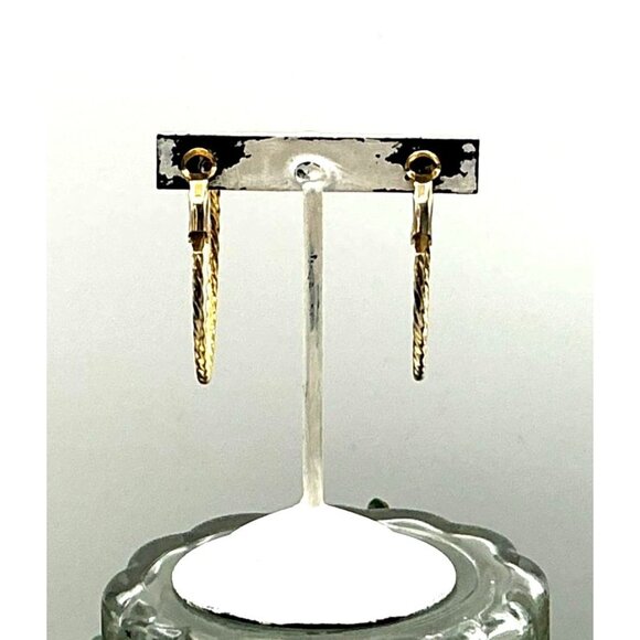 Gold-Tone Clip on Earrings Twisted Rope Hoop Earrings Lightweight & Elegant Desi - Picture 5 of 5